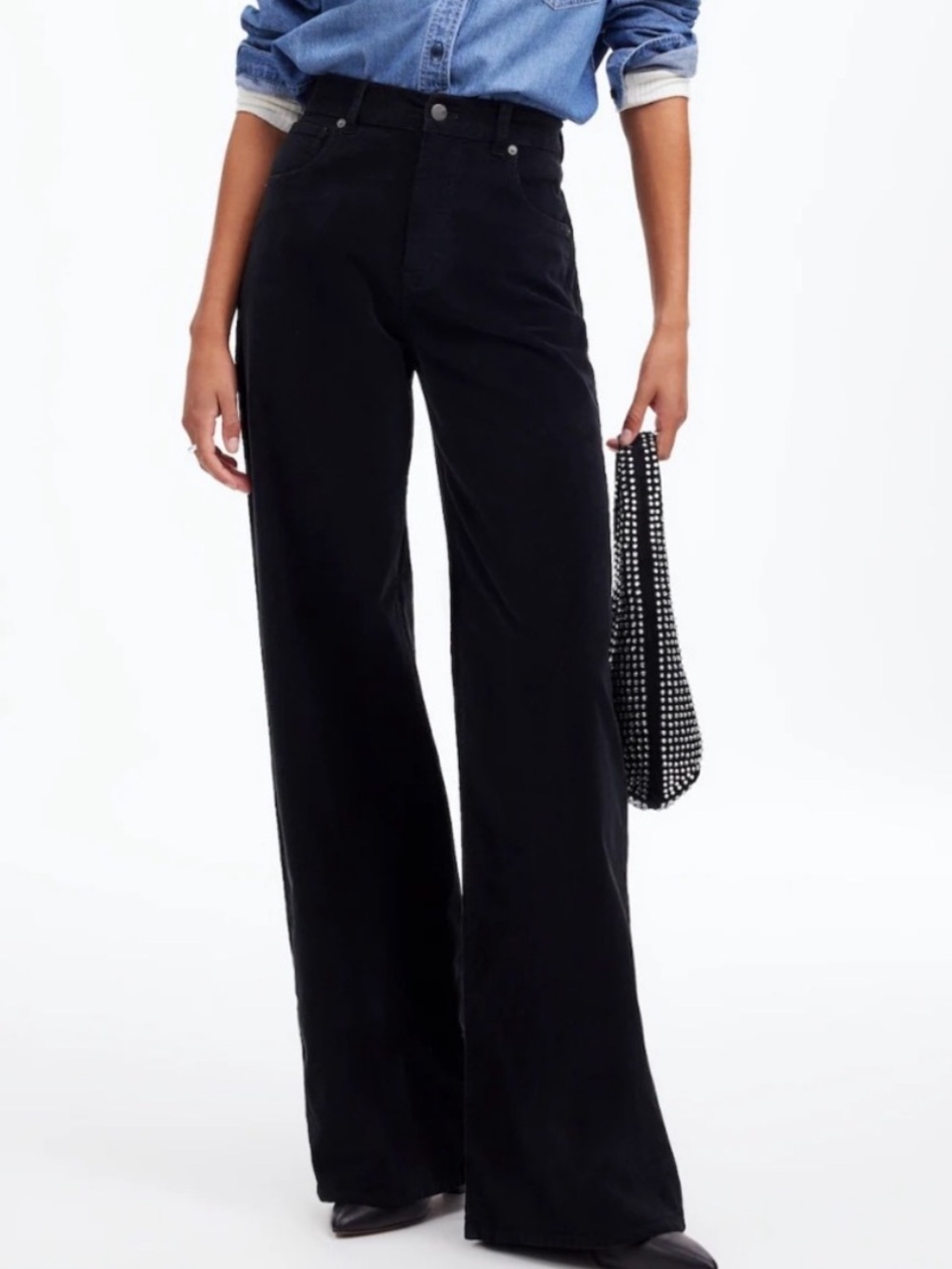 Madewell Super Wide-Leg Corduroy Pants in Black 29